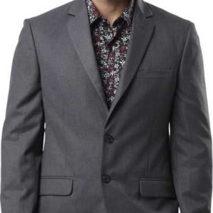 Solid Single Breasted Formal Men Full Sleeve Blazer (Grey)