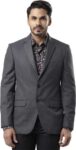 Solid Single Breasted Formal Men Full Sleeve Blazer (Grey)