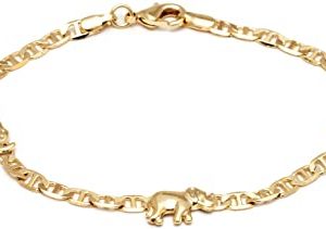 Barzel 18K Gold Plated Flat Marina Elephant Anklet