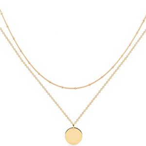 Mevecco Layered Heart Necklace Pendant Handmade 18k Gold Plated