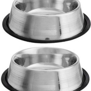 PETS EMPIRE Round Stainless Steel Pet Bowl (700 ml Silver)