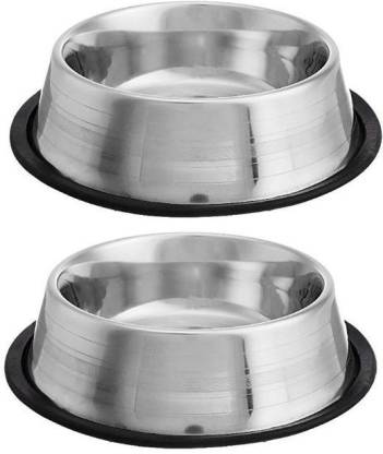 PETS EMPIRE Round Stainless Steel Pet Bowl (700 ml Silver)