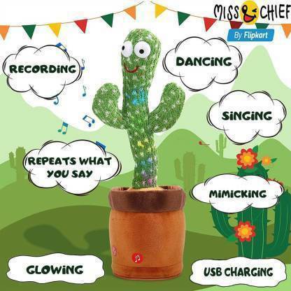 MindsArt New Dancing Cactus Repeat, Talking Dancing Cactus Toy, Repeat+Recording+Dance+Sing, Wriggle Dancing Cactus For Kids Fun And For Enjoyment Repeating Voice (Multicolor) For Kids Boys And Girl  (Green, Brown)