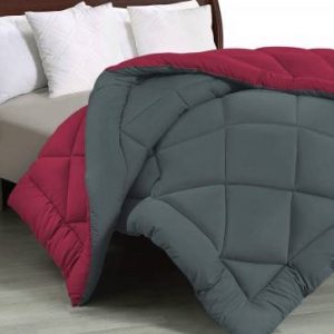 BetaDivine Solid Double Comforter  (Microfiber, Maroon, Grey)